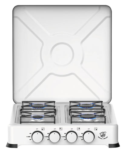 4-pits gasfornuis met roestvrijstalen brander en deksel