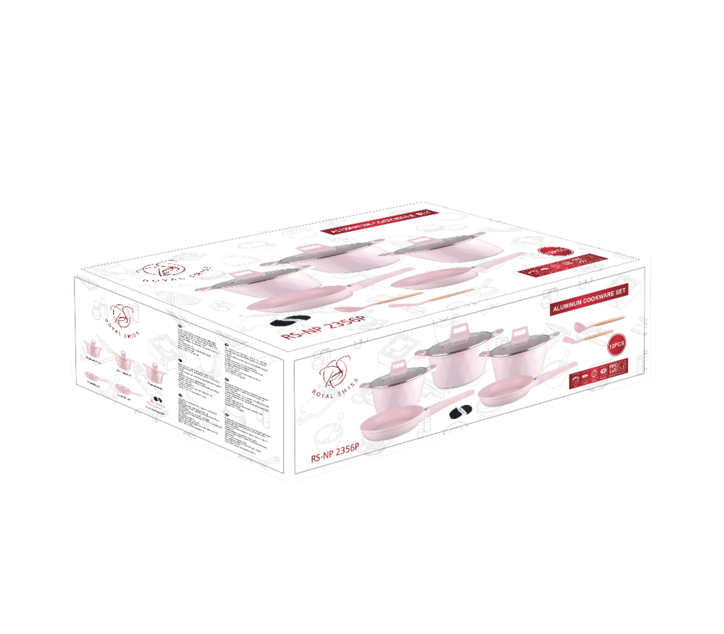 Batterie de cuisine 12 pièces avec ustensiles et gants de cuisine – Rose | Beige | Noir