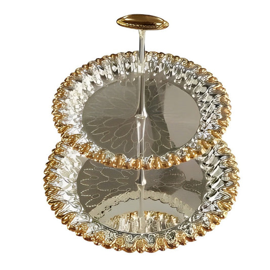 Gold Plated Double Tier Serving Tray