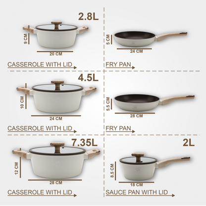 10 Pieces Cookware Set - Beige | Black