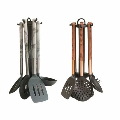 7 Pieces Utensils Set - Wood | Marble Royal Swiss