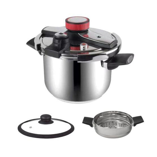 2 in 1 Stainless Steel Pressure Cooker with Automatic Opening - 4L | 6L | 8L | 10L