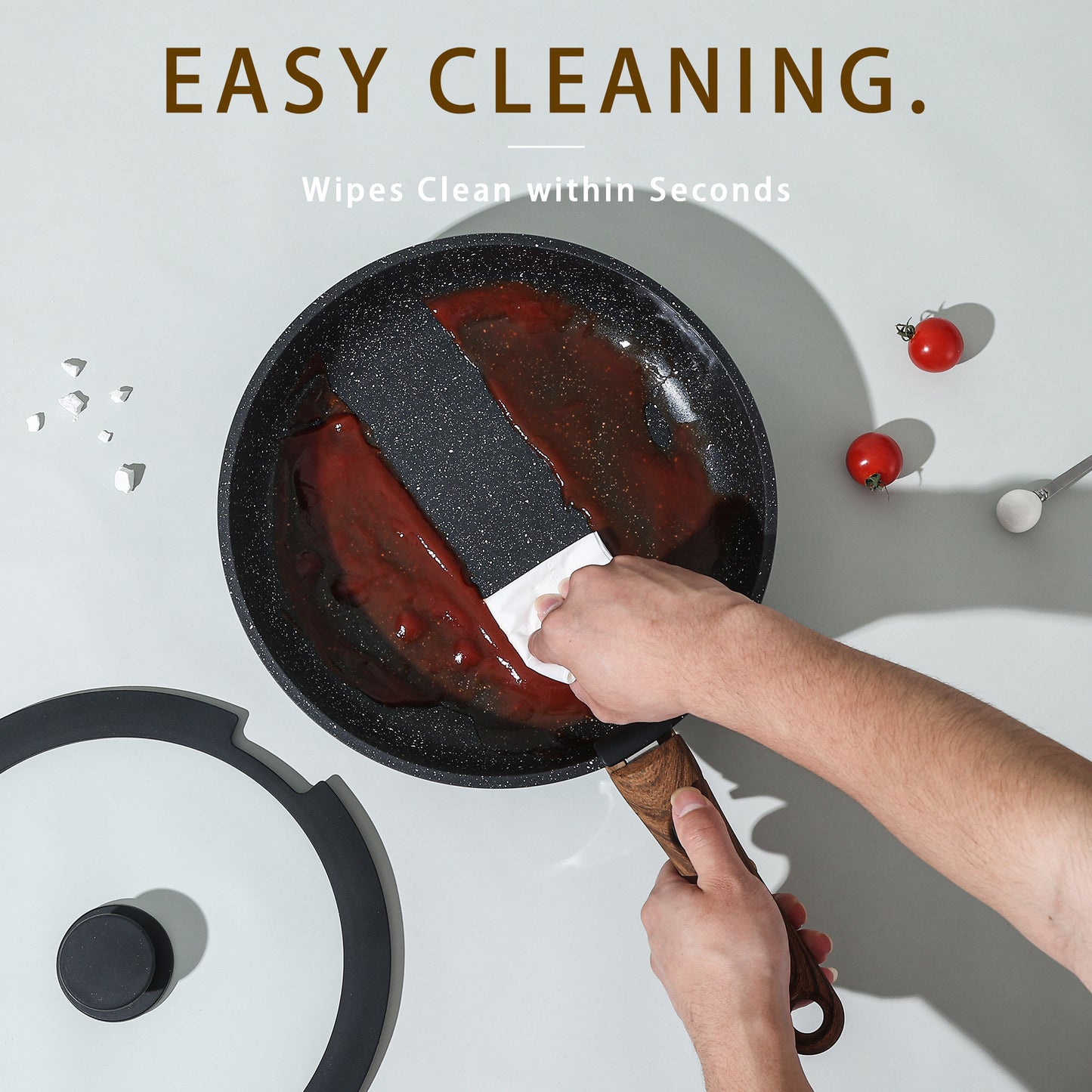 9 Pieces Diamond Cookware Set with Clip-On Handle - Beige | Black