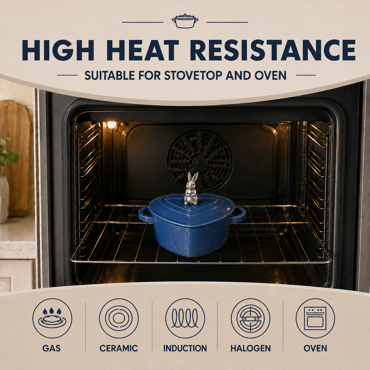 Royal Swiss heart shaped cast iron casserole in oven