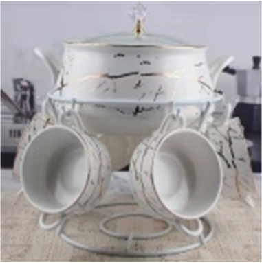 9 Pieces Tureen Set - Black | White Royal Swiss